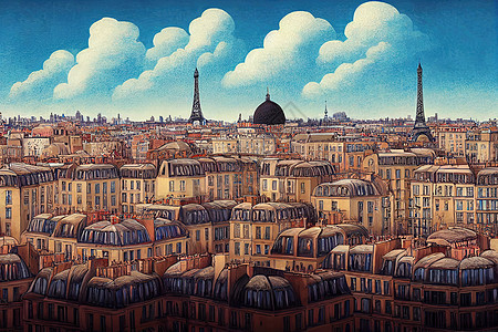 巴黎对典型的顶楼风景图片