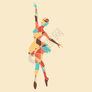 蒂凡尼的早餐马赛克风格的芭蕾舞剪影 古典芭蕾 抽象几何不规则马赛克 蒂芙尼风格的马赛克 矢量图杂技平衡力量训练体操线条青少年女性灵活性身体设计图片