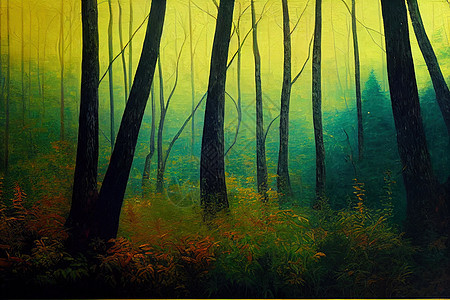 高质量的画刷茂密森林插图背景图片