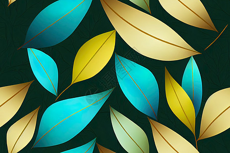 丛林森林背景 蓝色趋势颜色树叶图案艺术插图打印花艺设计纺织品艺术品墙纸拼贴画热带图片