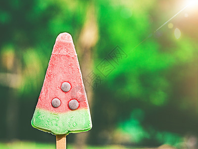 天然背景的冰淇淋或冰棒 和冷冻果汁水晶状的冰激凌甜点流行音乐水果小吃味道女士食物红色棒冰图片