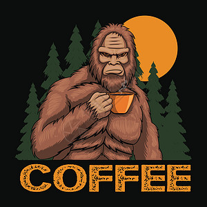 Sasquatch 喝咖啡倒咖啡图片
