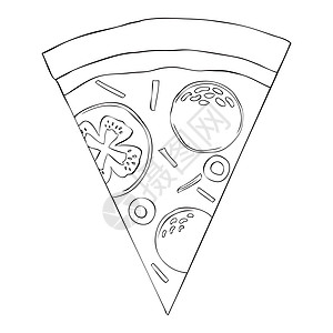 一份披萨素描图 一张海报的Vintage矢量雕刻插图午餐食物菜单海鲜餐厅收藏胡椒香肠烹饪蔬菜图片