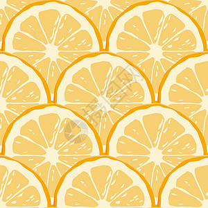 矢量柑橘类水果无缝图案与圆形普通话 橙子 葡萄柚片 壁纸 邀请函 卡片 印刷品 礼品 纺织品 服装的设计元素 水果印花图片