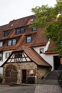 有美丽的室外装饰门面的传统小房子在德国 德国老砖瓦房房子古老欧洲城市德国建筑师街道遗产村庄历史风格文化花园建筑框架国家图片