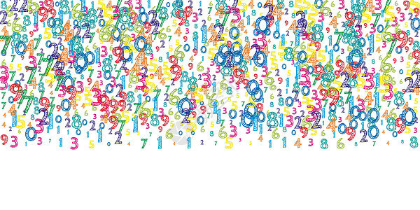 下降五颜六色的有序数字 数学学习概念与飞行数字 美丽回到学校数学横幅在白色背景 下降的数字矢量图图片