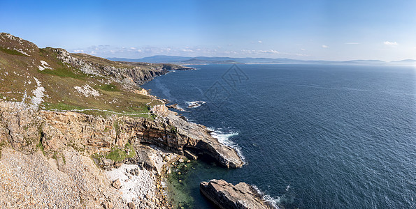 爱尔兰Donegal县Dungloe以南Marmeelian和Falcorrib对码头的空中观察水波眼睛海岸街道魔法海岸线海洋旅图片