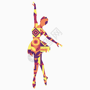 马赛克风格的芭蕾舞女演员剪影 抽象几何新几何马赛克 balerina 的多边形几何轮廓多色插图 经典的俄罗斯芭蕾舞 矢量图有氧运图片