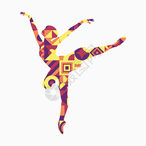 马赛克风格的芭蕾舞女演员剪影 抽象几何新几何马赛克 balerina 的多边形几何轮廓多色插图 经典的俄罗斯芭蕾舞 矢量图行动圆图片