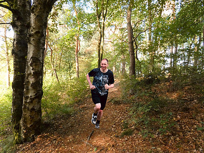 男人在木林中慢跑图片