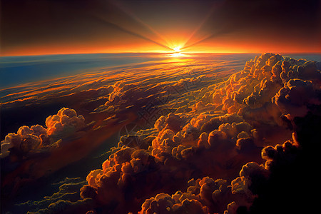 日出在飞机窗上的云上图片