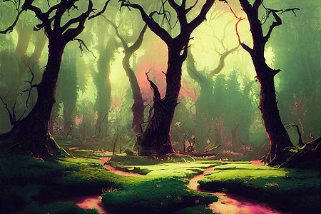 森林有两个魔法门 在葛莱德 2D卡通图片