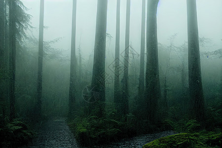 雨林中神秘的轨迹之景图片