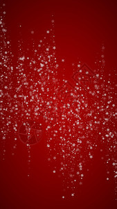 美丽的降雪圣诞节背景 微妙的飞雪花和圣诞红色背景上的星星 美丽的降雪叠加模板 垂直矢量图雪花故事暴风雪薄片雪片落雪卷轴打印辉光新图片