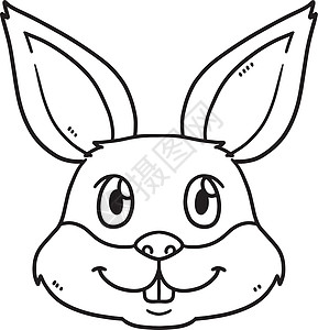 孩子们孤立的兔子头独白彩色页面生肖儿童插图染色绘画动物兔年八字彩页填色本图片