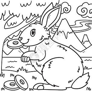 兔子披兔金币彩色年背景图片