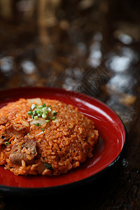 金子炒米饭 韩国菜午餐食物烹饪营养料理盘子筷子猪肉辣椒美食图片