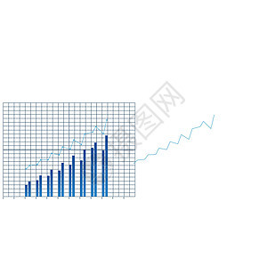 蓝色条形图和线在方形背景中上升 改进 成长和超越的例子 办公用品 会议 好效果样品 企业分析图片