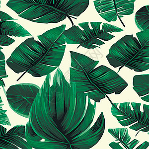 以热带叶为例的丛林矢量说明 Trindy 夏季印刷品 异光无缝模式 松绿纺织品植物花卉装饰织物异国风格墨水棕榈靛青图片