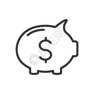 用于 web 移动应用程序和 ui 设计的 piggybank 轮廓矢量图标 piggybank 股票矢量图标图片