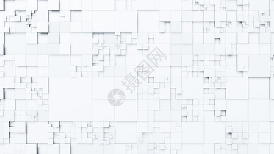 白立方体背景在不同级别移动 3D 投影插图技术正方形建筑学几何学3d运动蓝图渲染房间马赛克图片