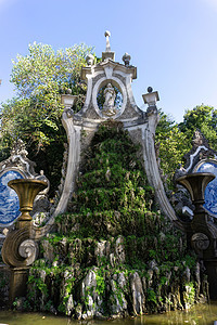 科因布拉省塞雷亚花园的雕塑成分古董建筑学城市植物历史旅行旅游景观艺术蓝色图片