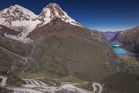 Portachuelo路 华斯卡兰山口 秘鲁安卡乡村晴天国际天空旅行火山目的地风景山路小路图片