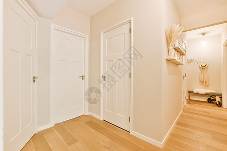 一间有两扇门的卧室和一条带风格窗户建筑学房间框架地面木头空白装饰镜子图片