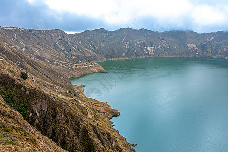 南美洲厄瓜多尔的Quilotoa火山湖旅行锥体全景冒险吸引力公园旅游假期高地环形图片