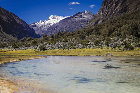 的封闭湖 安第斯山脉积雪 秘鲁安卡什山脉环境保护天空雪山荒野地标冰川晴天远足国际图片