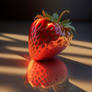 桌子上闪亮又多汁的草莓三张D图像收成包装农业金子插图花园饮食种子美食浆果图片