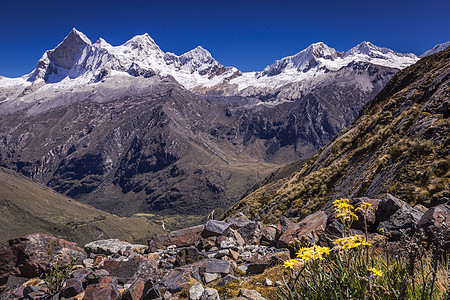 在的Huascaran山群 雪压安第斯山脉 秘鲁安卡什雪山冰川景观旅行国际岩石环境火山表面目的地图片