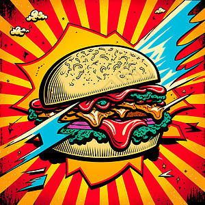 汉堡图 绘画 复古艺术饮食牛肉芝士插图食物面包沙拉黑板午餐草图图片