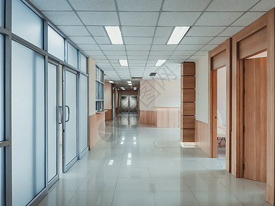 空无一人的医院走廊内部背景 地板不育 以减少疾病图片