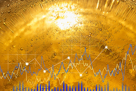 啤酒的宏观质地 水滴的质地 概念 设计 啤酒投资增长图 选择性焦点图片