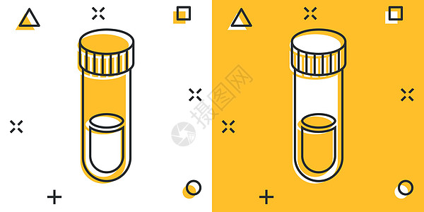 试验管中的血液图标 具有漫画风格 实验室瓶状卡通矢量插图 以孤立背景为例 水箱喷洒液代表商业概念化学品玻璃试管流行病关心过敏烧杯图片