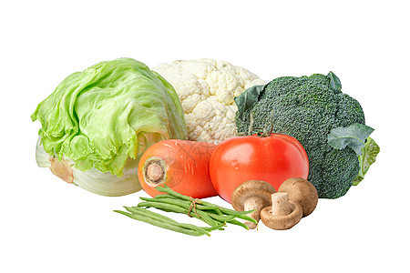 在白色背景上隔离的新鲜蔬菜 健康的营养食品 (笑声)图片