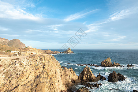 jar自然海洋陆地公园是位于安达卢西亚Almera省的西班牙自然保护区地标石头地平线阳光假期岩石海滩晴天太阳海岸图片