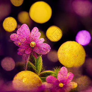 紫色 粉色和黄色抽象花朵说明装饰品绘画水彩树叶植物打印插图植物学花瓣织物图片