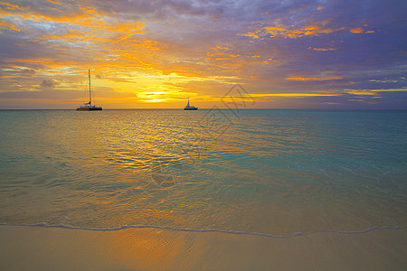 加勒比海地区日落巴哈马高清图片