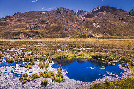 的湖泊反射 秘鲁安卡什市安第斯山积雪图片