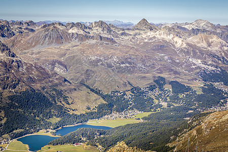 瑞士格劳本登Engadine上游的Sils湖以上和Maloja全景旅游冰川森林文化假期目的地天空旅行山峰图片