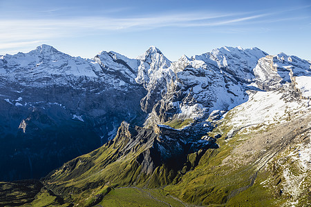 在瑞士布赖支角和伯尔尼瑞士阿尔卑斯山的景象冰川晴天地方蓝色高地旅游文化风景国家假期图片
