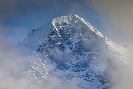Misty Eiger山 伯尔尼瑞士阿尔卑斯山 瑞士的视图地方旅游岩石冰川雪山假期文化目的地天空高地图片