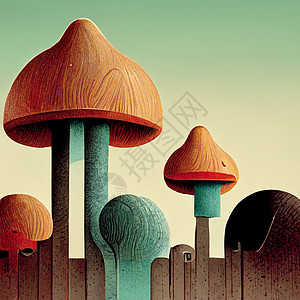 卡通风格的彩色蘑菇 有毒和健康 素食食品 平板森林植物卡通片美食绘画食物插图收成涂鸦季节图片