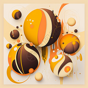 卡通风格的抽象未来派当代现代宇宙设计绘画棕色艺术品褐色蜂蜜橙子线条黑色插图坡度图片