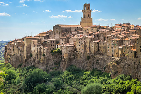 意大利托斯卡尼历史中世纪小镇Pitigliano 旧建筑和塔楼 意大利托斯卡纳图片