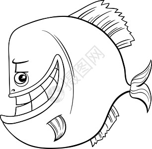 卡通 piranha 鱼动物性格颜色页面图片