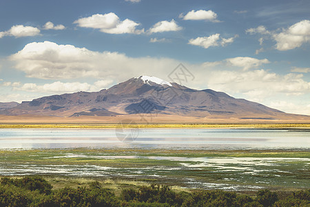 智利与玻利维亚接壤的智利阿塔卡马Sunset Atacama旅行旅游天空风景反射戏剧性干旱山脉绿洲橙子图片