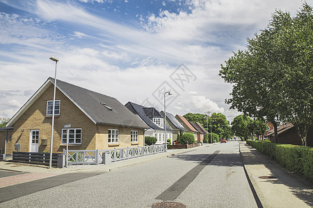 丹麦一条美丽街道上的可舒适的斯堪的纳维亚人住房图片